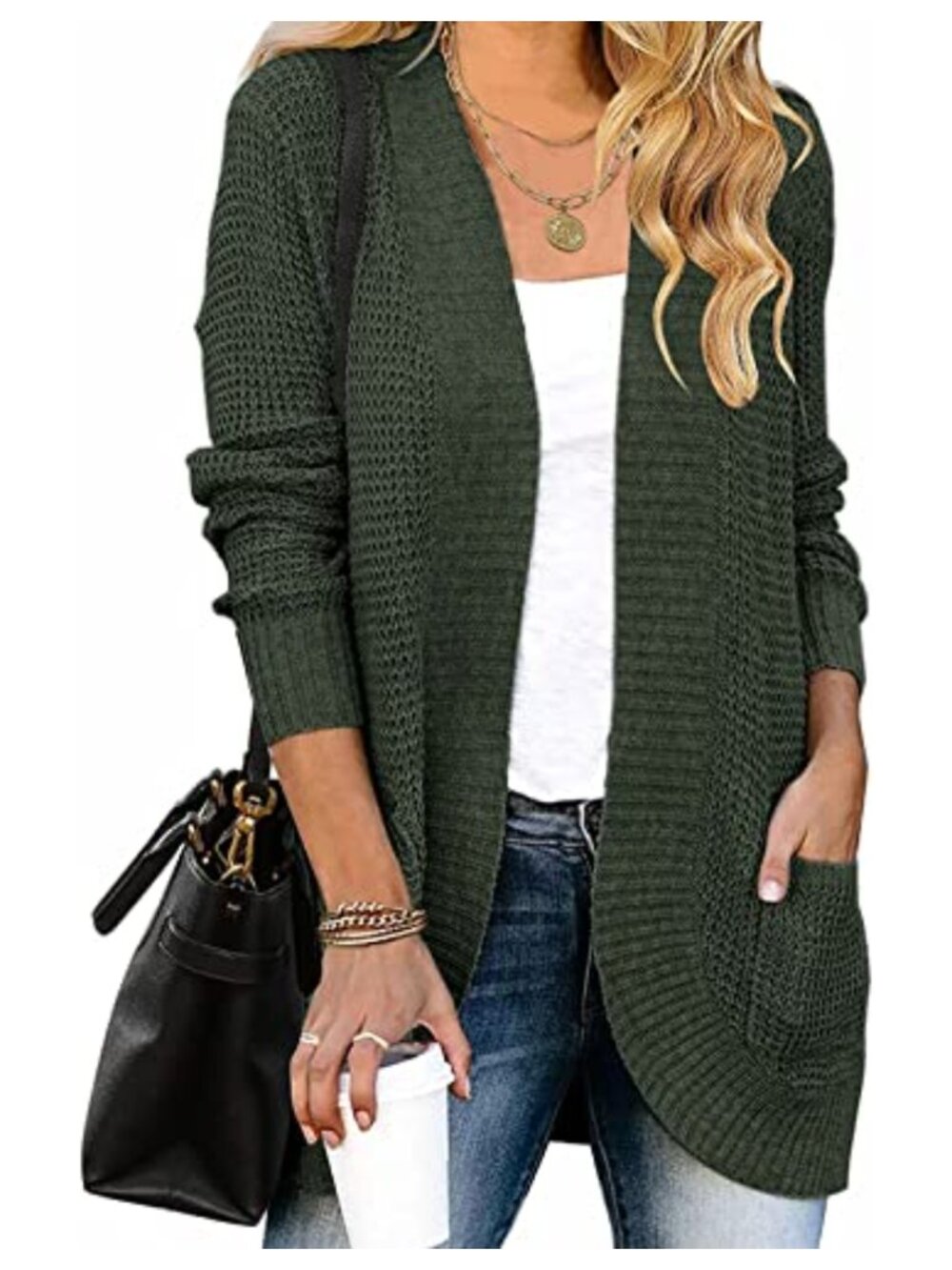 Women's Chunky Knit Oversized Open Front Cardigan Long Sleeve Sweater